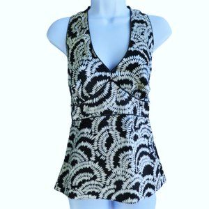 SiLK Vintage 00s Y2K Halter Top Sweetheart Back Smocking Neck Tie Limited M